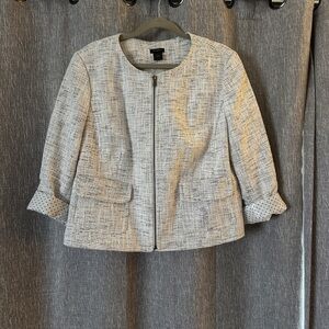Ann Taylor Light Gray Textured Blazer